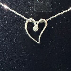 Maui Divers Heart Diamond Pendant on 16inch 14kt white gold chain